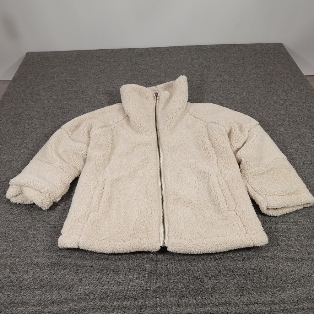 We The Free Coat Womens XS White Raya Cozy Teddy Jacket Sherpa Fleece Full Zip